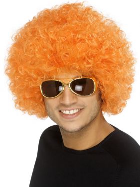 Unisex Funky 1970s Afro Fancy Dress Wig - Orange